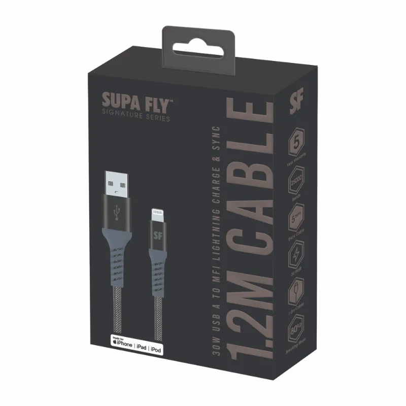 Supa-Fly Signature MFi Lightning Cable Titanium
