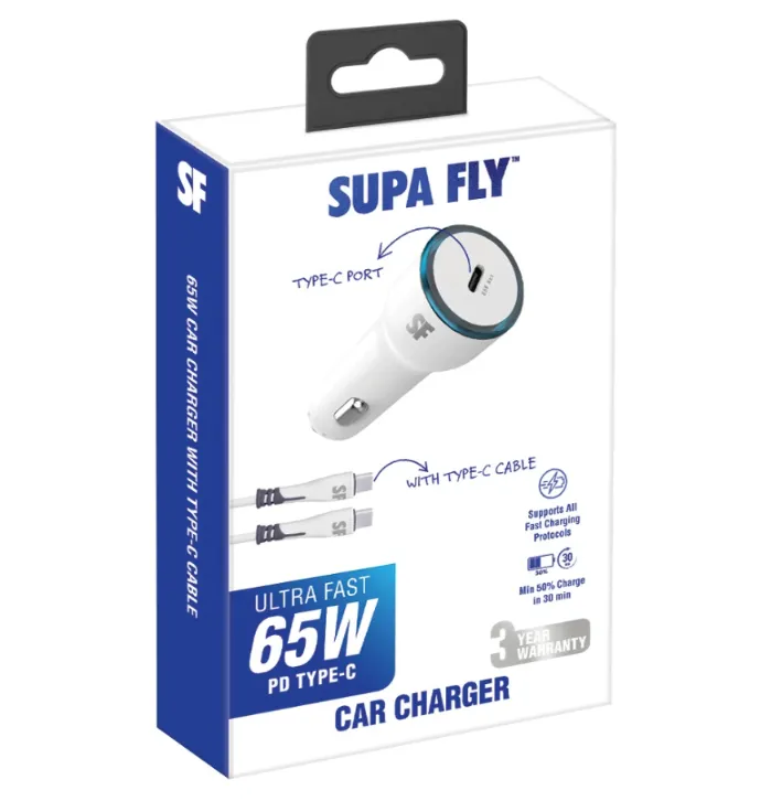 Supa-Fly 65W USB-C Cable White