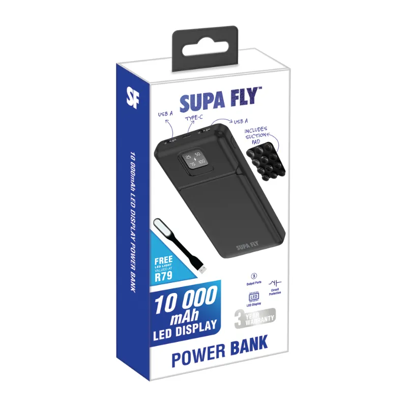 Supa-Fly 10000mAh Power Bank Black