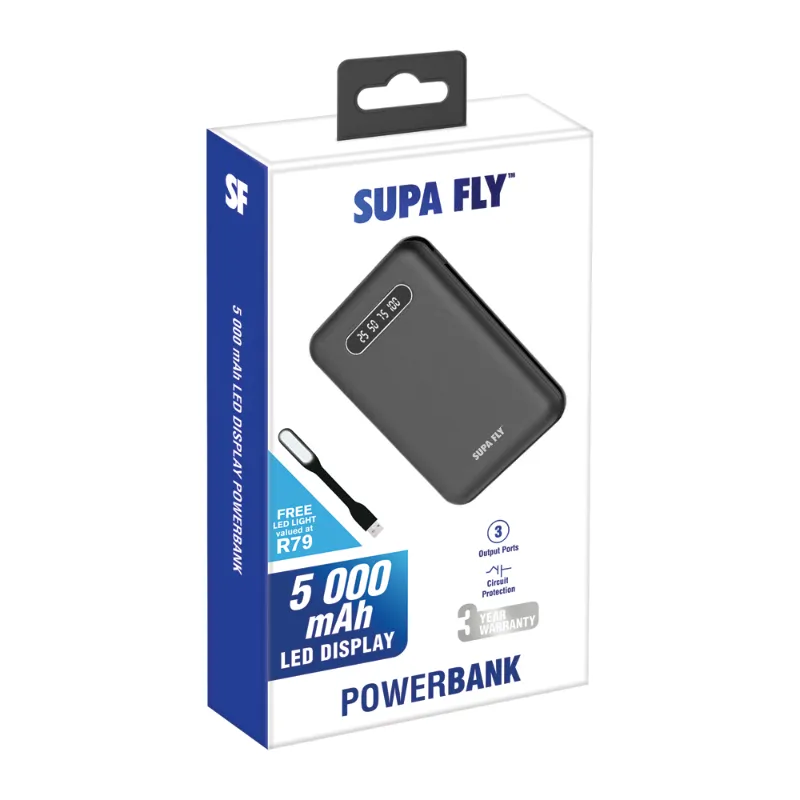 Supa-Fly 5000mAh Power Bank Black