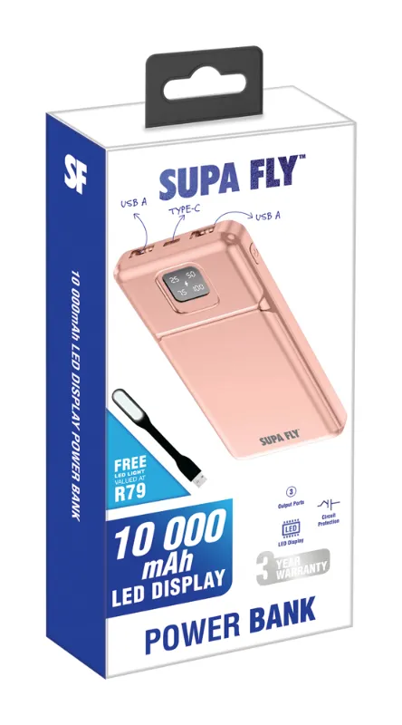 Supa-Fly Power Bank 10000mAh PD Rose Gold