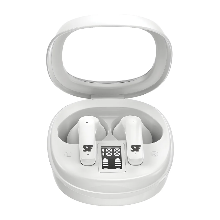 Supa-Fly TWS Earbuds LCD Display White
