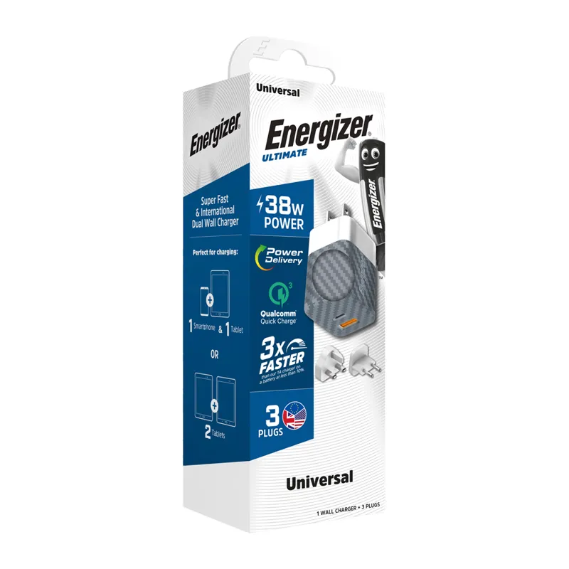 Energizer 38W USB-C Wall Charger + Cable Black