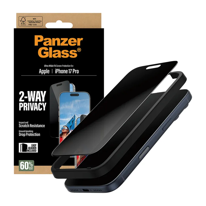 PanzerGlass 2-Way Privacy Screen Protector iPhone 17 Pro UWF EasyAligner